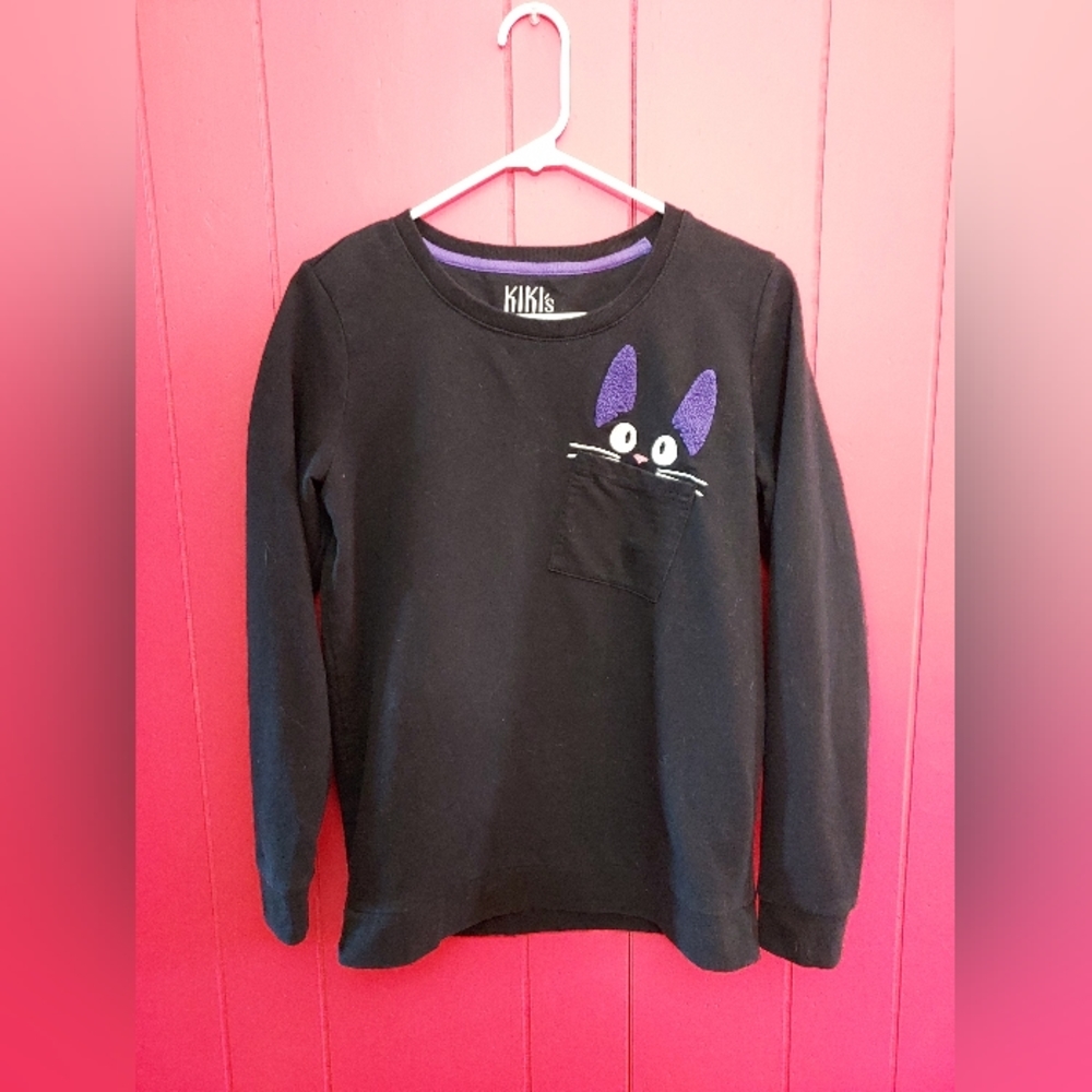 Kiki's Delivery Service Jiji Pocket Black Pullover Studio Ghibli